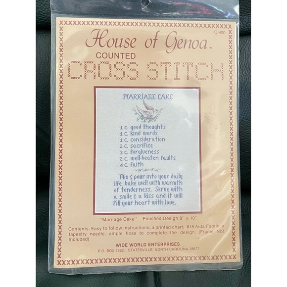 House of Genoa Cross Stitch Kit - Marriage Cake - Picture 1 of 1